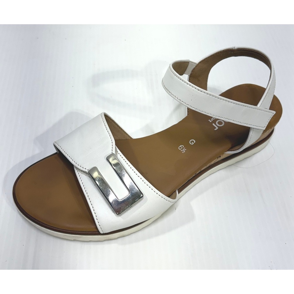 Gabor Comfort White Nappa Leather Slingback Wedge Sandals Strappy UK 6.5 US 9
